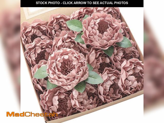 Lot 74-10823691 - Floroom Artificial Flowers 16pcs 4" Dusty Rose Blooming Peonies Real Looking Foam Fake Roses with St...