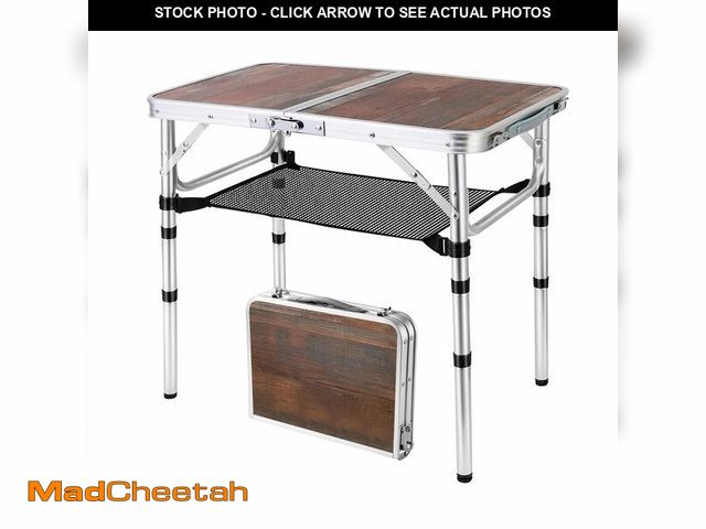 Lot 74-14387162 - YihuiKo Small Folding Table, 3 Adjustable Heights Picnic Table, Outdoor Folding Table with Storage M...