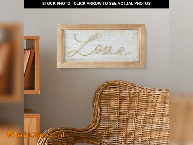 Lot 74-13546350 - MyGift Decorative Plaque Framed LOVE Vintage Wood/Brass Tone Metal Decorative Home Sign Wall Mounted...