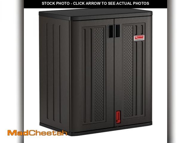 Lot 74-12169474 - Suncast Commercial Heavy-Duty 9 Cubic Ft. Resin Storage Cabinet with Lockable Handles, Adjustable Me...