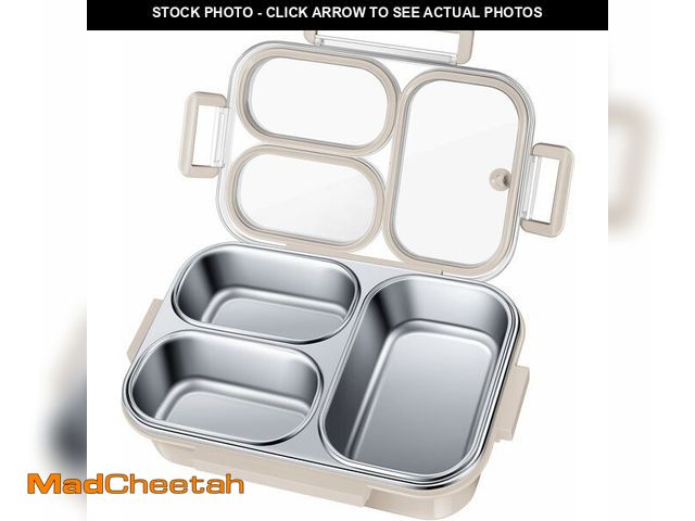 Lot 74-12881991 - Stainless Steel Lunch Box for Kids &amp; Adults - 25 oz - Leakproof 3 Compartment Metal Lunch Contai...
