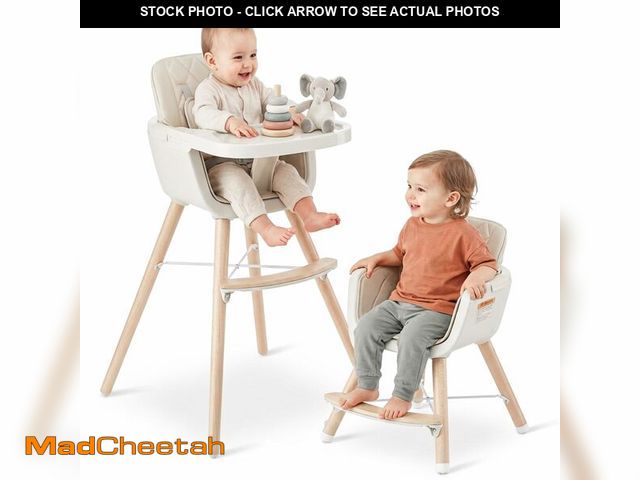 Lot 74-13800441 - Mallify 3-in-1 Wooden High Chair, Convertible High Chairs for Babies and Toddlers, Baby Highchair wi...