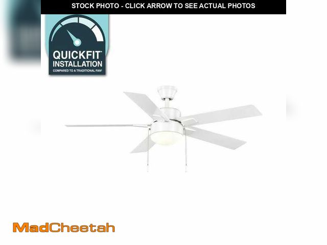 Lot 74-12559122 - Hampton Bay 52 in. Corwin Indoor/Outdoor Matte White LED Ceiling Fan with Light Kit - UNUSED