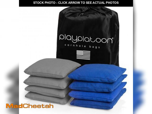 Lot 74-12219664 - Play Platoon Weather Resistant Cornhole Bags - Set of 8 Regulation Corn Hole - Blue &amp; Gray - Dur...