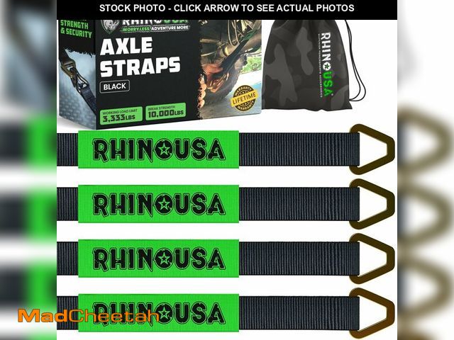 Lot 74-12458533 - Rhino USA Axle Tie Down Straps - Lab Inspected 11,128lb. Break Strength - Heavy Duty Protective Slee...