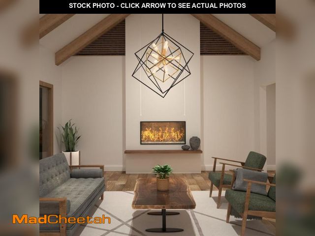 Lot 74-12491626 - Artika Imperium 9-Light Black and Gold Modern Sputnik Geometric Chandelier Light Fixture for Dining ...