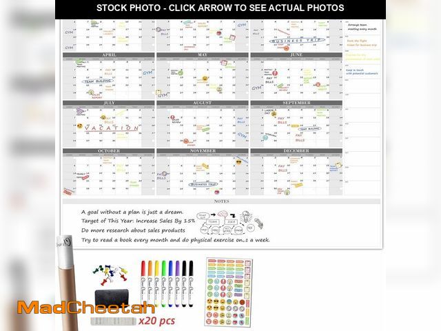 Lot 74-13652613 - CLEVER CLEAN Large Dry Erase Wall Calendar - 48"x58" 12-month 2026 Undated Reusable Yearly Calendar ...