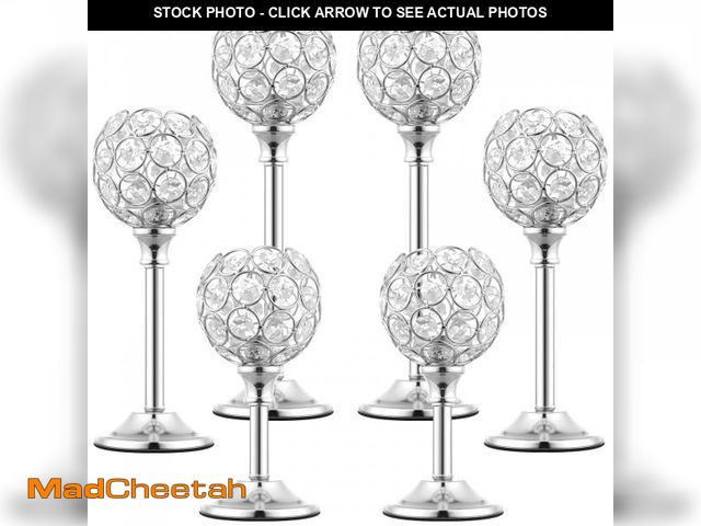 Lot 74-12432127 - 6 Pcs Crystal Candle Holder 3 Sizes Candle Holders for Wedding Table Centerpiece, Table Decor, Candl...