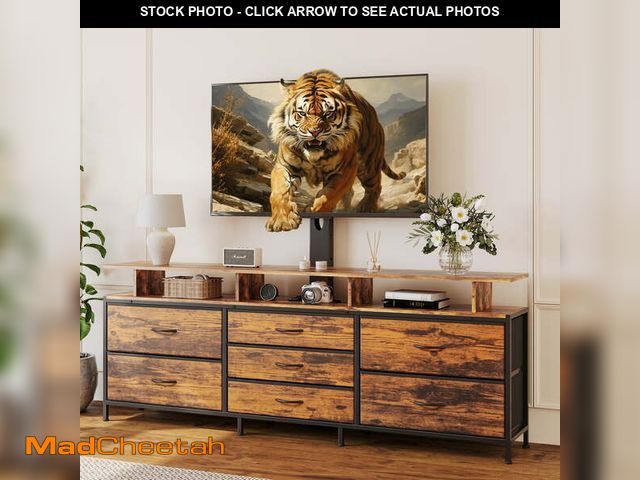 Lot 74-14311441 - GUNAITO TV Stand with Adjustable Mount for TV up to 75", Big TV Stand for Living Room with 7 Fabric ...