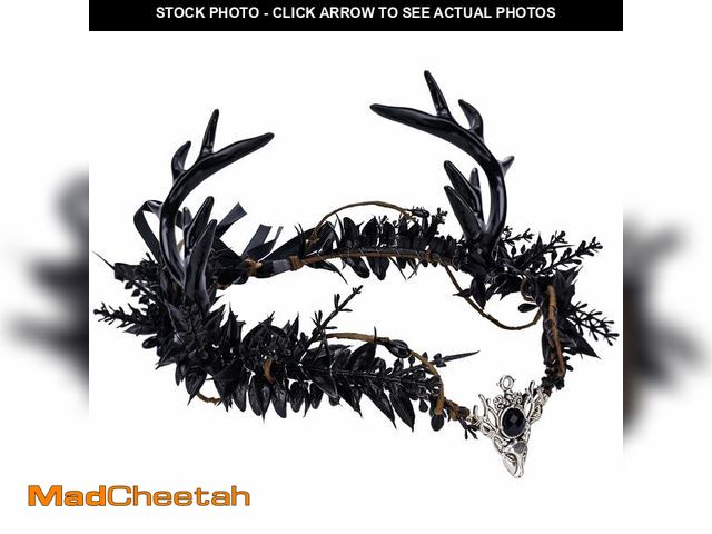 Lot 74-12975527 - MOSTORY Gothic Black Antler Crown - Dark Elf Headpiece Forest Fairy Headband Fae Deer Horns Circlet ...