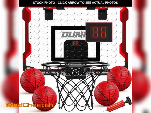 Lot 74-14481547 - TEMI Basketball Hoop Indoor, Mini Basketball Hoop with 4 Balls &amp; Electronic Scoreboard, Over the...