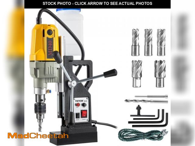 Lot 74-12374054 - VEVOR Magnetic Drill, 1 1 00 W 1 .57\ in. Boring Diameter, 2697lbf/1 2000N Portable Electric Mag Dri...