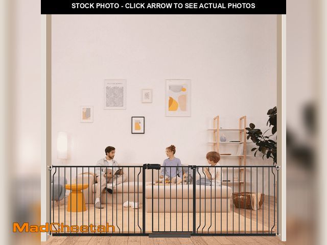 Lot 74-12638024 - 94.9-104.9" Extra Wide Baby Safety Gate Walk Thru Black Metal Gate - UNUSED