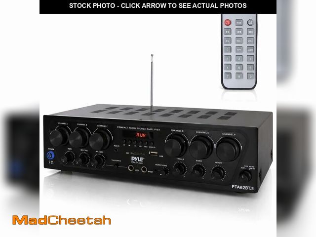 Lot 74-14151977 - Pyle Bluetooth Wireless Home Amplifier System - Upgraded 6 Channel Audio, 750 Watt Power, Easy Karao...