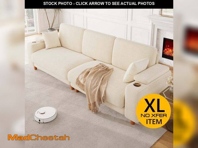 Lot 74-12564322 - 101" Corduroy Sofa,24" Extra Deep Seat Couch with Wide Storage Armchair,Comfy Upholstered Oversized ...