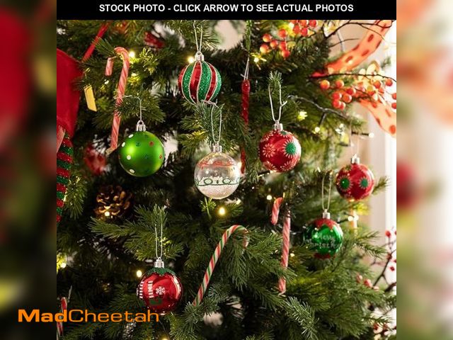 Lot 74-12404475 - Valery Madelyn Christmas Ball Ornaments, 16ct Elf Red Green White Shatterproof Christmas Tree Decora...