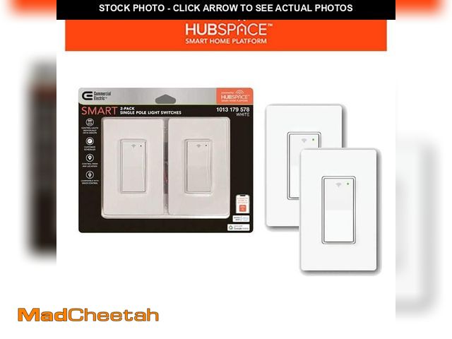 Lot 74-12545352 - Commercial Electric 15 Amp Single-Pole White Smart Rocker Light Switch with Wi-Fi and Bluetooth Tech...