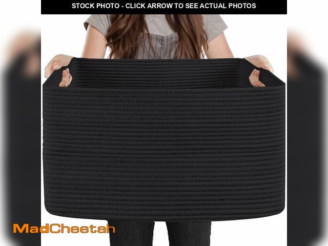 Lot 74-12975109 - MEGASKET Extra Large Rectangle Storage Basket, 23.6" x 17" x 12" Black Blanket Basket Living Room, B...