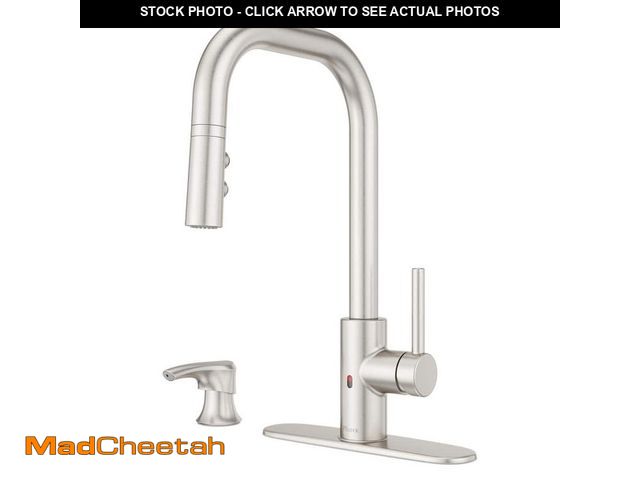 Lot 74-12640963 - Pfister Zanna Single-Handle Touchless Kitchen Faucet with Deckplate and Soap Dispenser in Spot Defen...