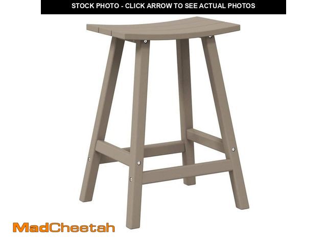 Lot 74-12558877 - WESTIN OUTDOOR Franklin Weathered Wood 24 in. Poly HDPE Fade Resistant Outdoor Patio Saddle Seat Cou...