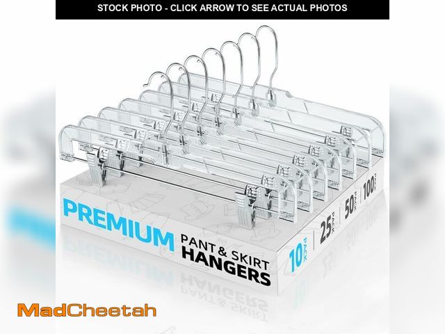Lot 74-12712993 - HOUSE DAY Clear Skirt Hangers with Clips, Non-Slip Plastic Pant Hanger with 2 Adjustable Clips, Upgr...