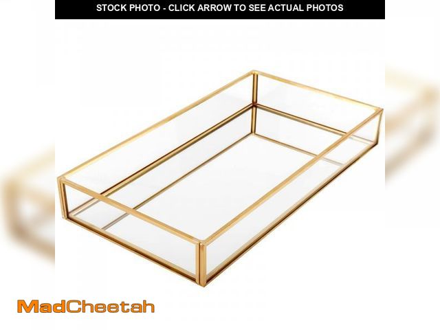 Lot 74-12115745 - HighFree Rectangle Gold Mirror Tray, Decorative Glass Mirrored Vanity Tray for Perfume, Cosmetics, M...
