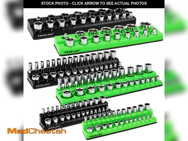 Lot 74-12309794 - Magnetic Socket Organizer Set, 6-piece 1/4", 3/8", 1/2" SAE &amp; Metric Sockets Holder, Drive Socke...