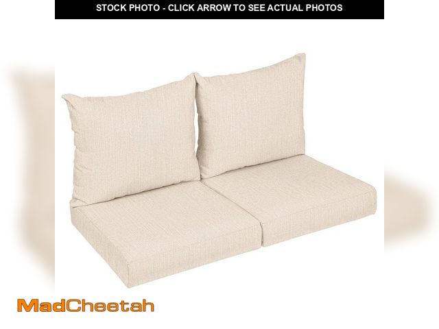 Lot 74-12804691 - SORRA HOME 27 x 23 x 5 (4-Piece) Deep Seating Outdoor Loveseat Cushion in Sunbrella Cast Pumice - UN...