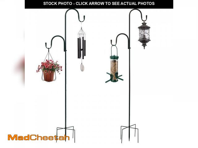 Lot 74-12310189 - MIPON 2 Pack 78 Inch Double Shepherds Hooks for Outdoor Bird Feeder,Hanging Plants,Solar Light,Adjus...