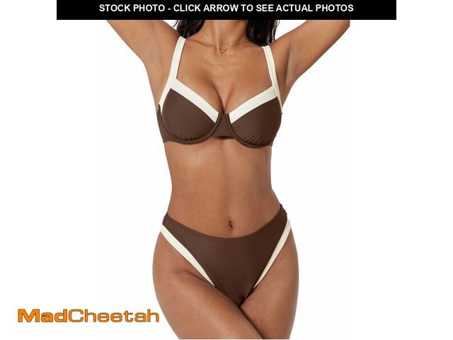 Lot 74-14340153 - SUUKSESS Women Color Block Underwire Bikini Sets Cheeky High Cut 2 Piece Swimsuit Sweetheart V Neck ...