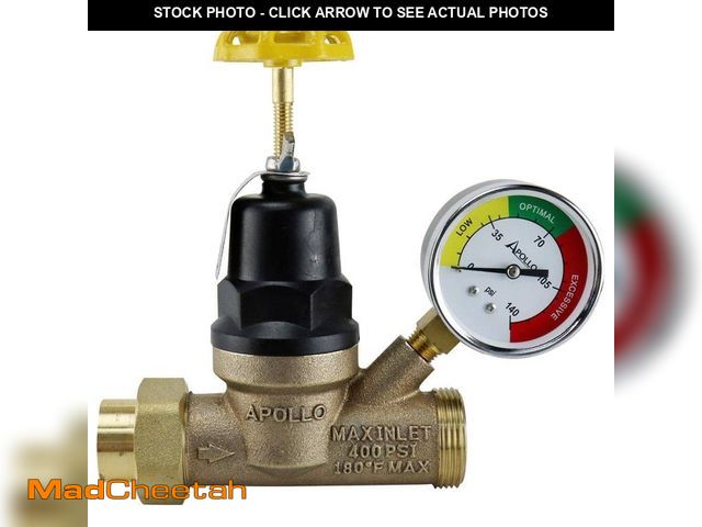 Lot 74-13050239 - Apollo 1/2 in. FNPT x 3/4 in. MNPT Lead Free Bronze Pressure Reducing Valve with Gauge - UNUSED