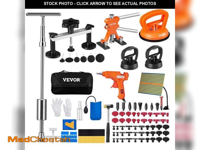 Lot 74-14223649 - VEVOR 107-Pieces Dent Removal Kit, Paintless Dent Repair Kit with Golden Lifter, Bridge Puller, Slid...