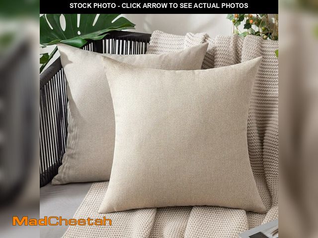 Lot 74-12329367 - MIULEE Pack of 2 Decorative Outdoor Solid Waterproof Throw Pillow Covers Euro Sham Faux Linen Garden...
