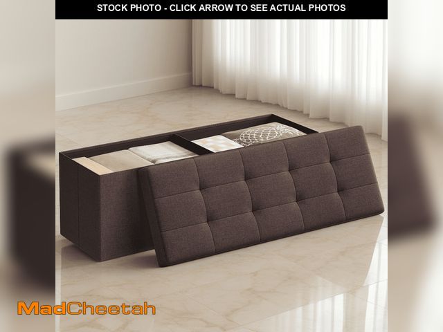 Lot 74-14607943 - LEDREM 43" Foldable Storage Ottoman Bench with 660lb Capacity, Ottoman with Storage, Footrest, for L...