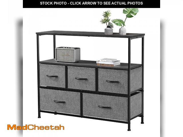 Lot 74-12490862 - EDX Dresser TV Stand, Entertainment Center with Fabric Drawers, Media Console Table with Open Shelve...
