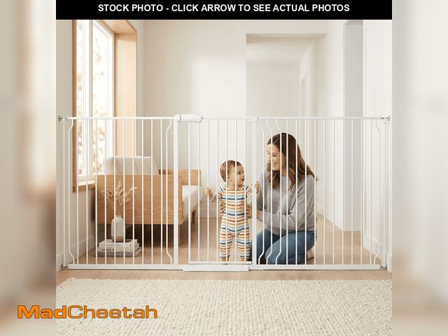 Lot 74-14604832 - FURDEAR 84.9-94.9" Extra Wide Baby Safety Gate Walk Thru White Metal Gate - UNUSED