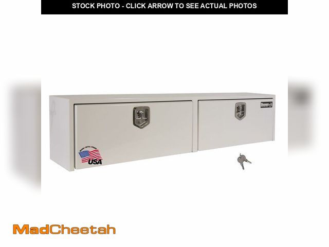 Lot 74-12570444 - (DENTED) Buyers Products 1702840 White Steel Topsider Truck Box With T-Handle Latch, 16 x 13 x 72 In...