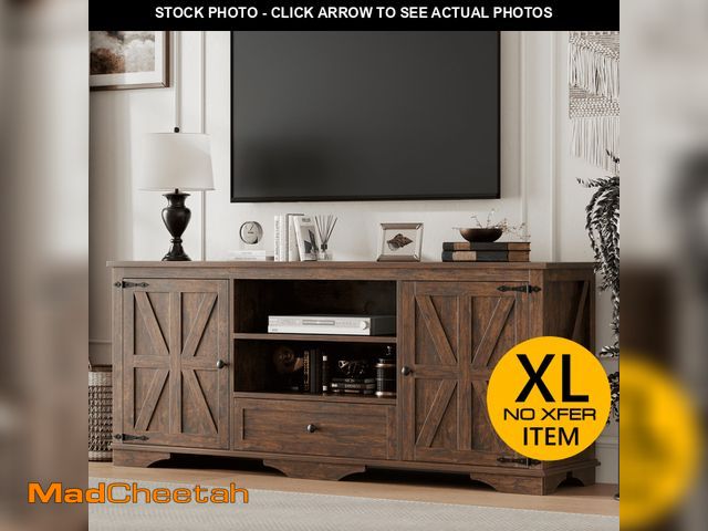 Lot 74-13779773 - Laintene TV Stands for 65" TV, Entertainment Center with Barn Door, Adjustable Shelves &amp; Storage...