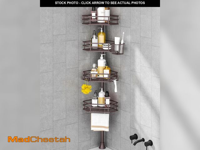 Lot 74-11857237 - SEIRIONE Corner Shower Caddy Tension Pole, Adjustable Shower Organizer Corner with 4 Shelves, No Dri...