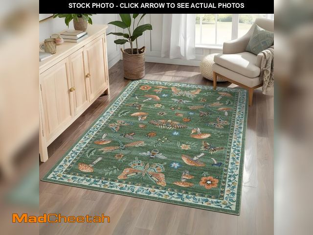 Lot 74-14213124 - ROYHOME Mushroom Insect Area Rug 3x5 Green - UNUSED