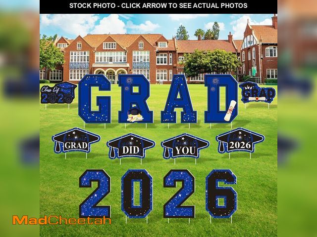 Lot 74-14267757 - Graduation Yard Signs Class of 2026, 14 PCS Large Blue Graduation Yard Decorations with Lawn Stakes,...
