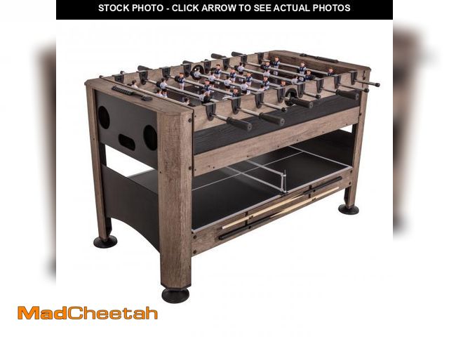 Lot 74-12430613 - 56Ã¢â¬Â 4-in-1 Swivel Multi-Game Table - Air Hockey, Billiards, Foosball, Ping Pong - Rustic Wood ...