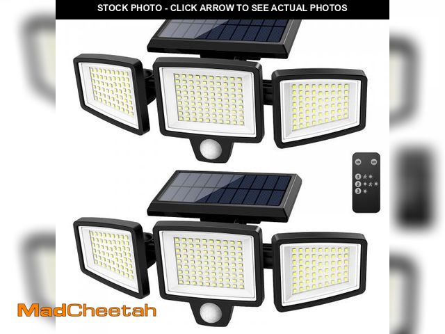 Lot 74-12443518 - Tuffenough Solar Outdoor Lights 2500LM 210 LED Security Lights with Remote Control,3 Heads Motion Se...
