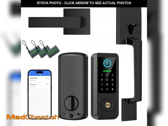 Lot 74-12128293 - Yosimika Fingerprint Smart Door Lock with Handle Set, Keyless Entry Door Lock with Keypad,5-in-1 Dea...