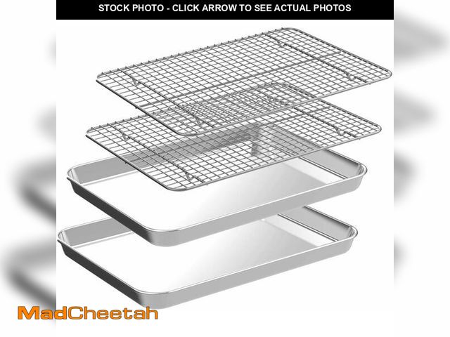 Lot 74-12713305 - Jelly Roll Pan with Cooling Rack Set [2 Baking Pans + 2 Baking Racks], CEKEE Stainless Steel Baking ...