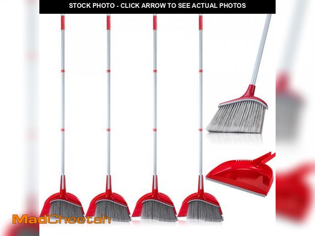 Lot 74-11553413 - Meanplan 4 Pcs Angle Broom and Dustpan Combo Set for School Classroom 54'' Outdoor Indoor Cleaning B...