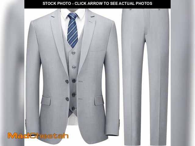 Lot 74-12674313 - Cooper &amp; Nelson 3 Piece Mens Suit Set, 2 Button Slim Fit Suit for Men, Solid Jacket, Vest, Pants...