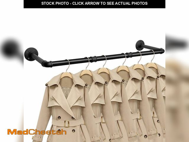 Lot 74-14148958 - Jeasor Industrial Iron Pipe Clothes Hanging Bar DIY Wall-Mounted Garment Rack Heavy Duty Clothing Ra...