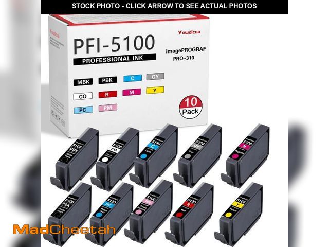 Lot 74-12440872 - PFI-5100 Ink Cartridges - High Capacity Compatible for Canon imagePROGRAF PRO-310 Printer, 10-Pack (...