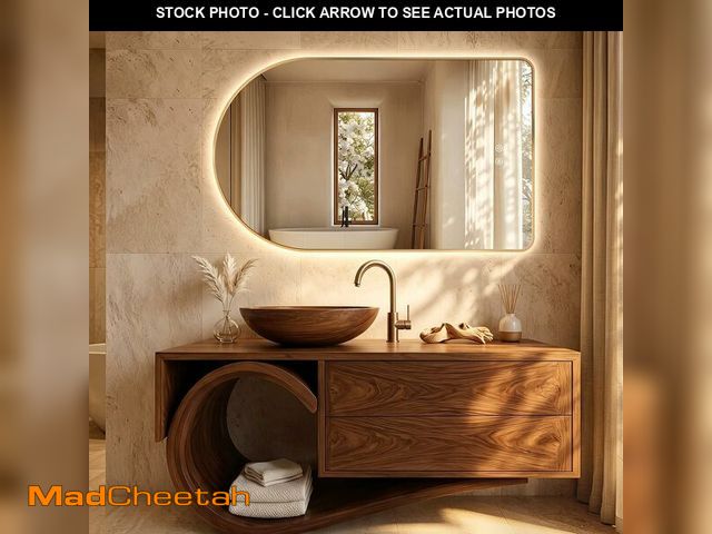 Lot 74-13836179 - (MISSING HARDWARE) Niccy Arched LED Lighted Bathroom Mirror, 40x24 Inch Backlit Vanity Bathroom Mirr...